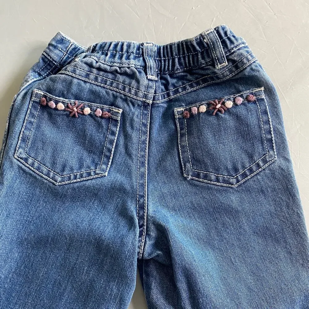 Vintage Baby Gap Floral Crewel Embroidered Jeans